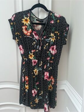 imPRESS Black Floral Midi Dress with Pink & Yellow Blooms